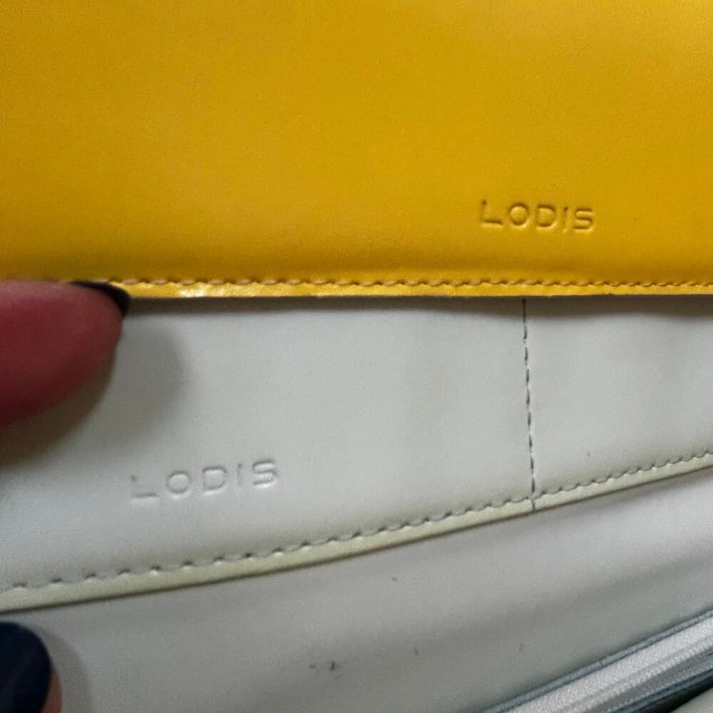 Lodis Sun Sky classic leather checkbook wallet yellow blue with FLAWS - Picture 10 of 11